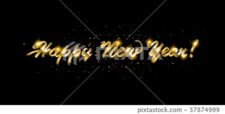 Gold Happy New Year greeting text Gold Happy New Year greeting text 37874999