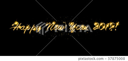 Gold Happy New Year greeting text 37875008