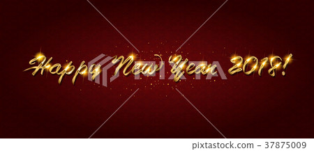 Gold Happy New Year greeting text Gold Happy New Year greeting text 37875009