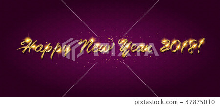 Gold Happy New Year greeting text 37875010