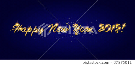 Gold Happy New Year greeting text Gold Happy New Year greeting text 37875011