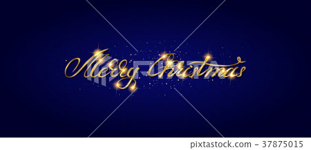 Gold Merry Christmas Card. 37875015