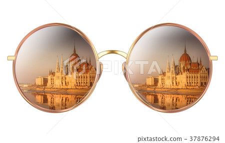 Sunglasses with reflection of Hungarian Parliament Sunglasses with reflection of Hungarian Parliament 37876294
