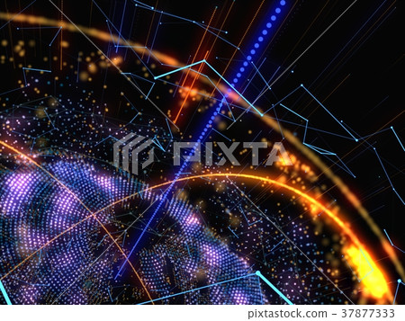 Abstract Connected Bright Dots On Dark Background 37877333