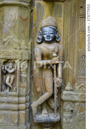 Sculpture of dwarpala on the wall of Trishund Sculpture of dwarpala on the wall of Trishund 37877950