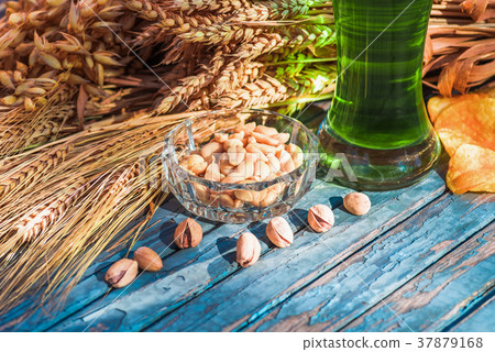 Green beer, ingredients, snacks for Patrick's Day 37879168