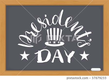 Presidents Day white text on chalkboard 37879233