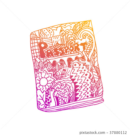 Zentangle patterned passport on white background 37880112