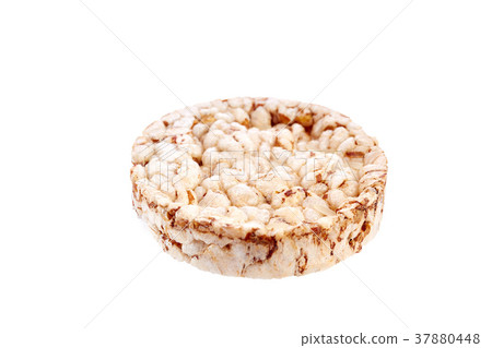 Round wheat crispbread, white background Round wheat crispbread, white background 37880448