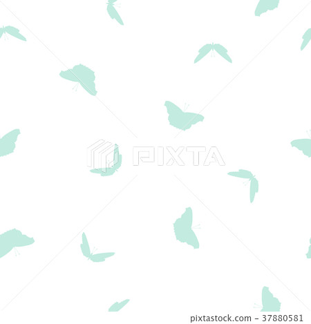 Butterfly seamless pattern blue on white, pastel - Stock Illustration ...