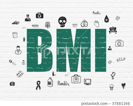 Health concept: BMI on wall background Health concept: BMI on wall background 37881168