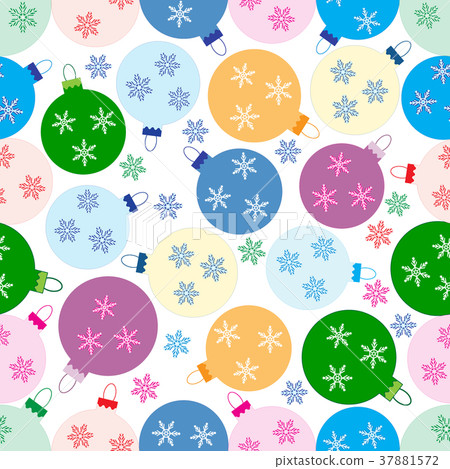Winter seamless pattern Christmas balls snowflakes 37881572