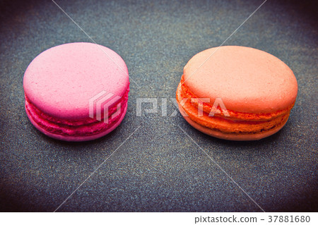 sweet dessert cake macaroon black background  37881680