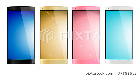 Illustration of 4 color smart phones 37882612