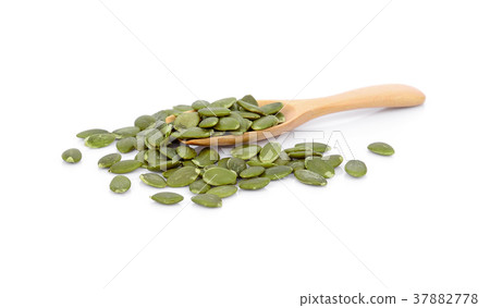 Pumpkin seeds or pepitas, isolated on white 37882778