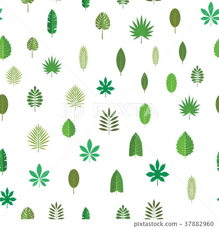 Seamless pattern with green tropical leaves - Stock Illustration ...