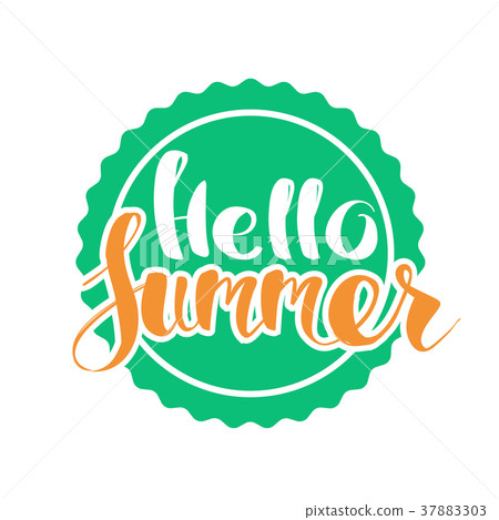 Hello Summer on color circle. Hello Summer on color circle. 37883303