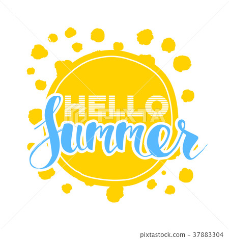 Hello Summer on color circle. Hello Summer on color circle. 37883304