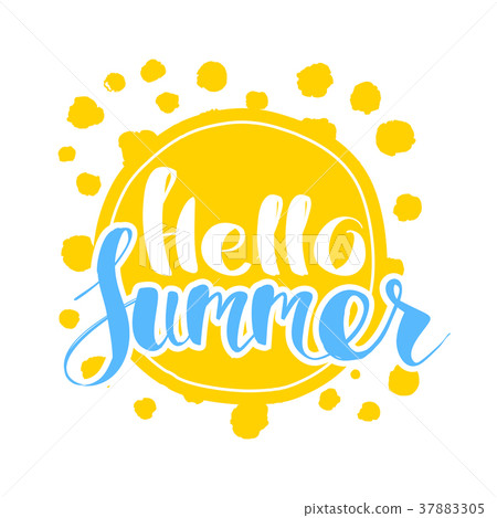 Hello Summer on color circle. Hello Summer on color circle. 37883305