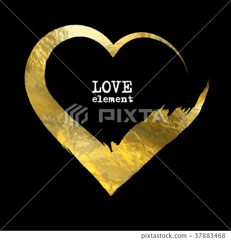 Heart gold foil glitter vector hand drawn icon - Stock Illustration ...