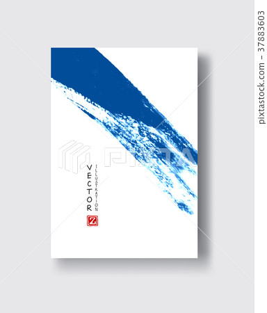 Elegant brochure template design ink brush element 37883603