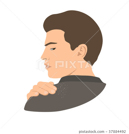 Dandruff on man shoulder. Head, hand, wrist 37884492
