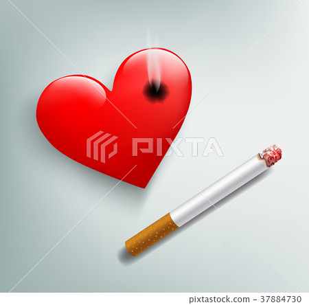 red human heart and cigarette 37884730