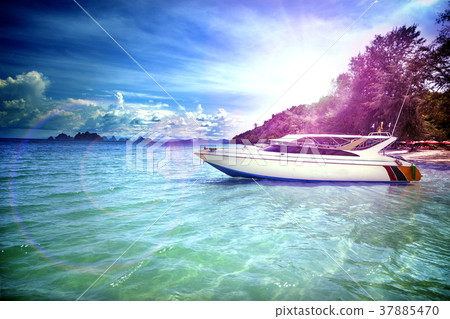 Yacht travel. Exotic and adventures sea trip 37885470