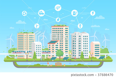 Eco-friendly city - modern flat design style 37886470