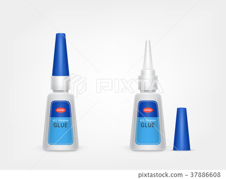 Vector 3D realistic blue plastic tube of glue 37886608