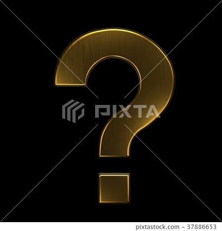 Question Mark Gold 3D rendering Illustration 37886653