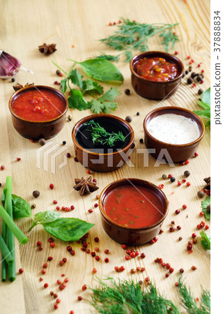 different kind of sauces 37888834