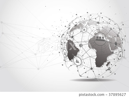 Global network connection. World map point Global network connection. World map point 37895627