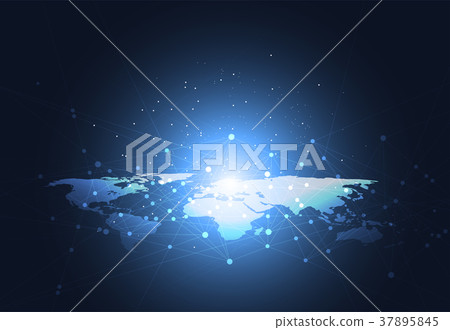 Global network connection. World map point 37895845