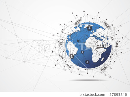 Global network connection. World map point 37895846