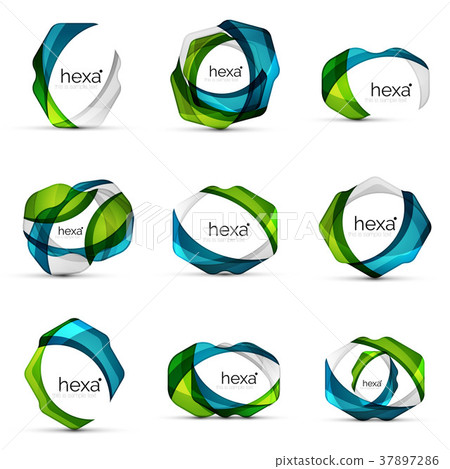 Set of hexagon shape business emblems 37897286