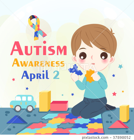 boy with autism awareness concept 37898052