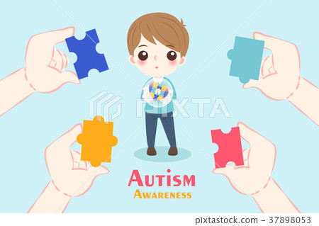 boy with autism awareness concept 37898053