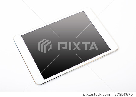 White tablet laying on white background 37898670