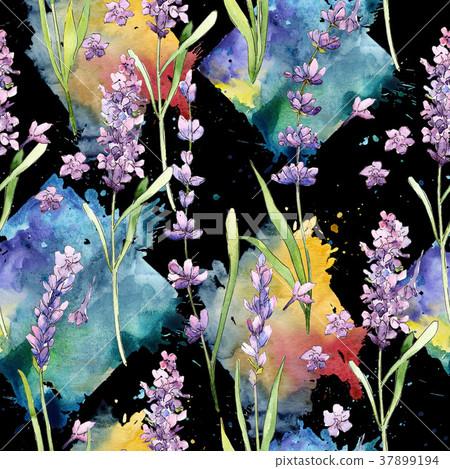 Wildflower lavender flower pattern in a watercolor 37899194