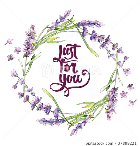 Wildflower lavender flower wreath in a watercolor Wildflower lavender flower wreath in a watercolor 37899221