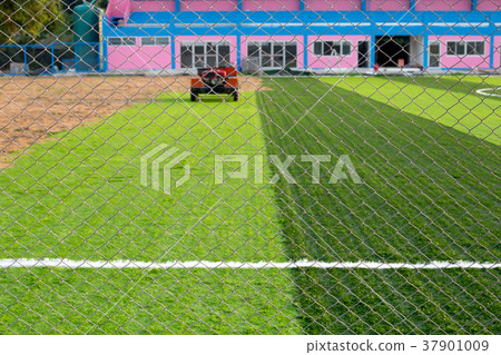 Wire mesh fence from new soccer field  37901009
