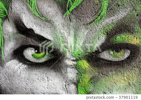 Face painted on the wall 37901119