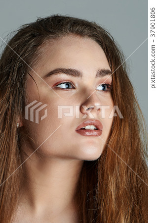 Beauty portrait of beautiful young brunette with Beauty portrait of beautiful young brunette with 37901806