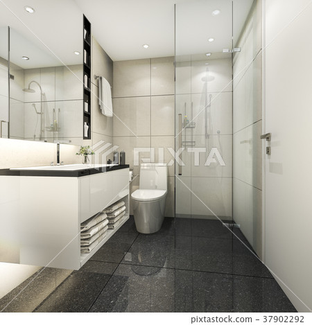 3d rendering modern minimal toilet and shower 3d rendering modern minimal toilet and shower 37902292