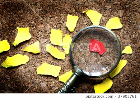 Magnifying Glass And Paper Scraps Magnifying Glass And Paper Scraps 37903761