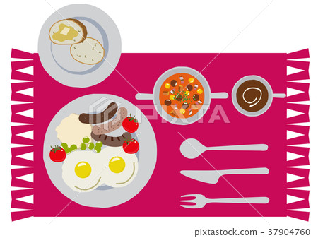Illustration of fried egg and toast. breakfast. Morning. 37904760