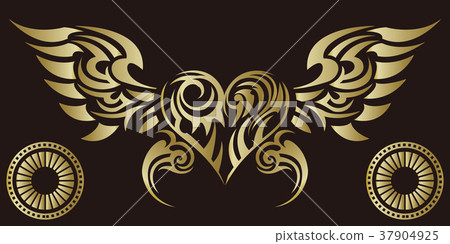 Tribal design. Angel Wing and Heart. Tribal design. Angel Wing and Heart. 37904925