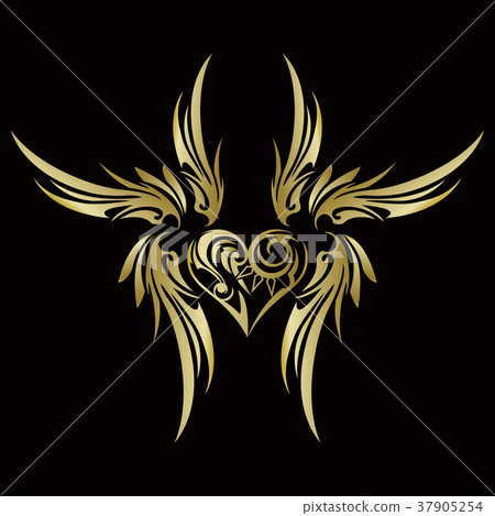 Tribal. Emblem of wings and feathers. Tattoo design. Tribal. Emblem of wings and feathers. Tattoo design. 37905254