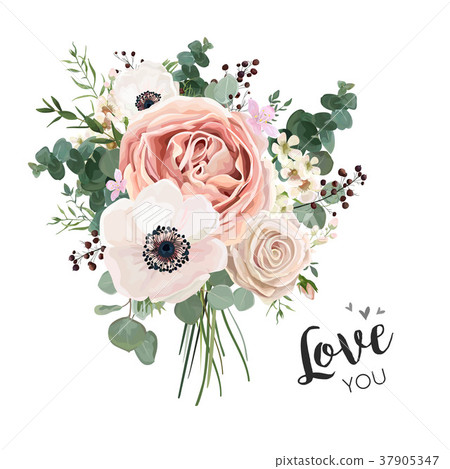 Flower Bouquet, vector floral cute design element. 37905347